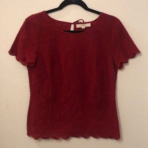Loft blouse with scalloped hem great for holidays